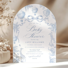Invitación Toile de Jouy Safari Arch Bow Baby Boy Shower