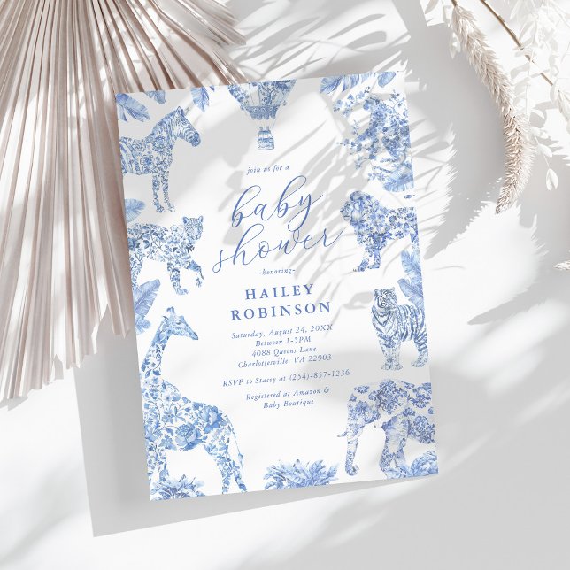 Invitación Toile De Jouy Safari Baby Shower (Subido por el creador)