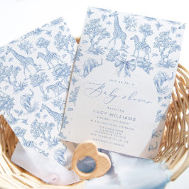 Invitación Toile de Jouy Safari Bebé ducha