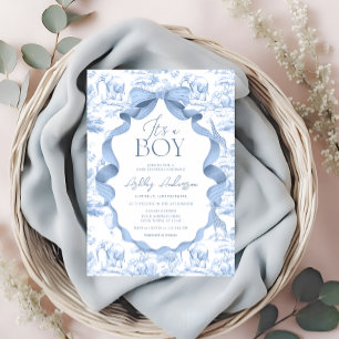 Invitación Toile de Jouy Safari es un niño Baby Shower
