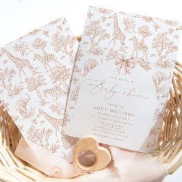 Invitación Toile de Jouy Safari neutral de género Ducha de be