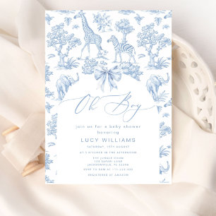 Invitación Toile de Jouy Safari Oh Boy Baby shower