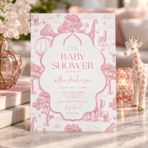 Toile De Jouy Safari Rosa Niña Baby Shower