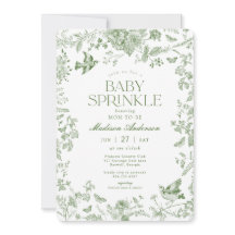 Toile De Jouy Verde Vintage Floral para Baby Showe