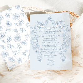 Invitación Toile de Jouy vintage Victorian ducha de bebé fran