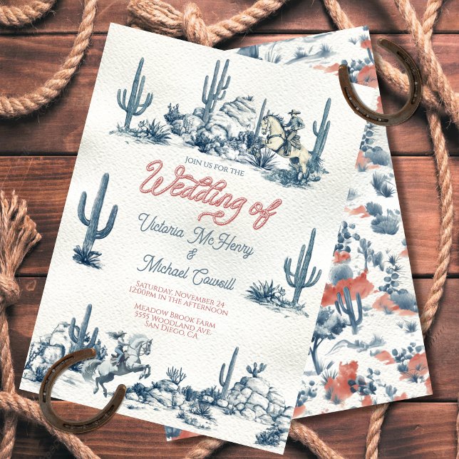 Invitación Toile de jouy Western Cowboy Boda (Subido por el creador)