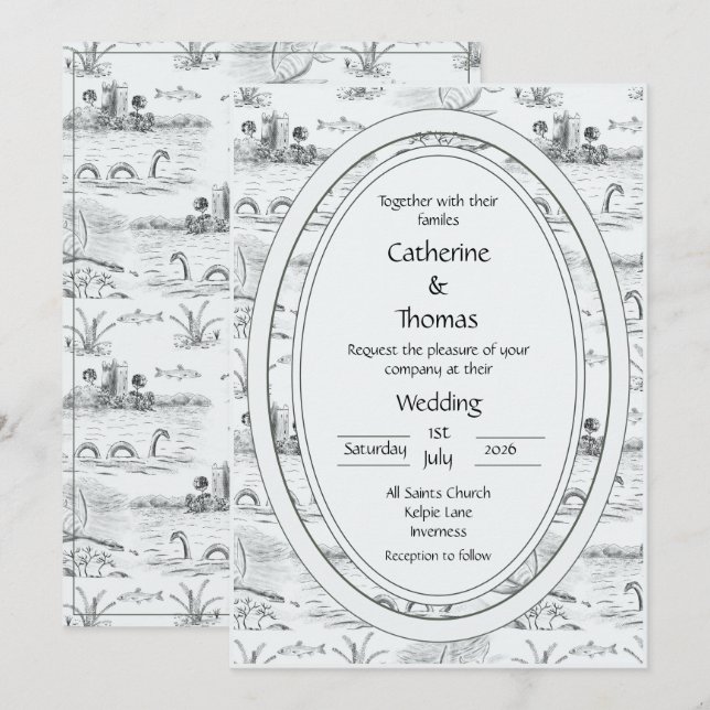 Invitación Toile del lago Ness (Anverso / Reverso)