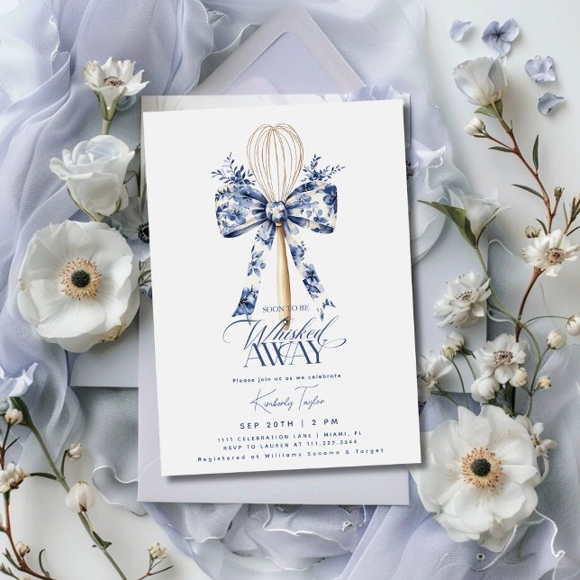 Invitación Toile Dusty Blue Whisky Away Bridal Shower (Subido por el creador)