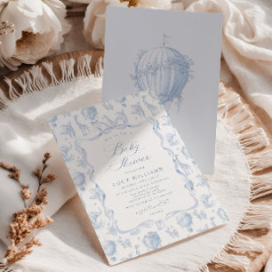 Invitación Toile Elegant Safari Cómo globo aerostático Baby s