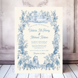 Invitación Toile Floral Chateau Boda