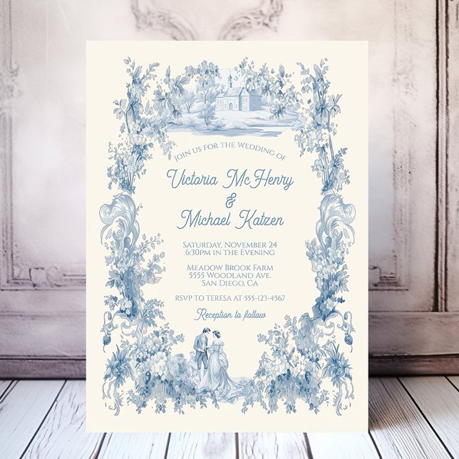 Invitación Toile Floral Chateau Boda (Subido por el creador)