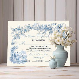 Invitación Toile Floral Chateau Wedding RSVP