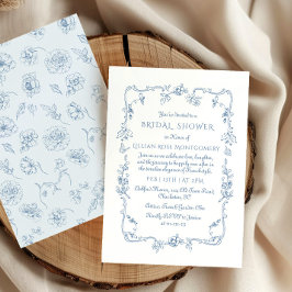 Invitación Toile Floral Chinoiserie Bridal Shower