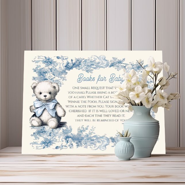 Invitación Toile Floral Teddy Bear Boys para bebé (Subido por el creador)