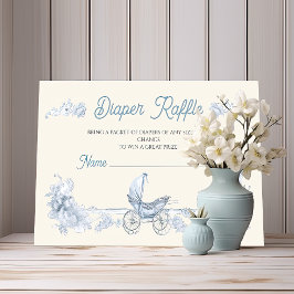 Invitación Toile Floral Teddy Bear Diaper Raffle