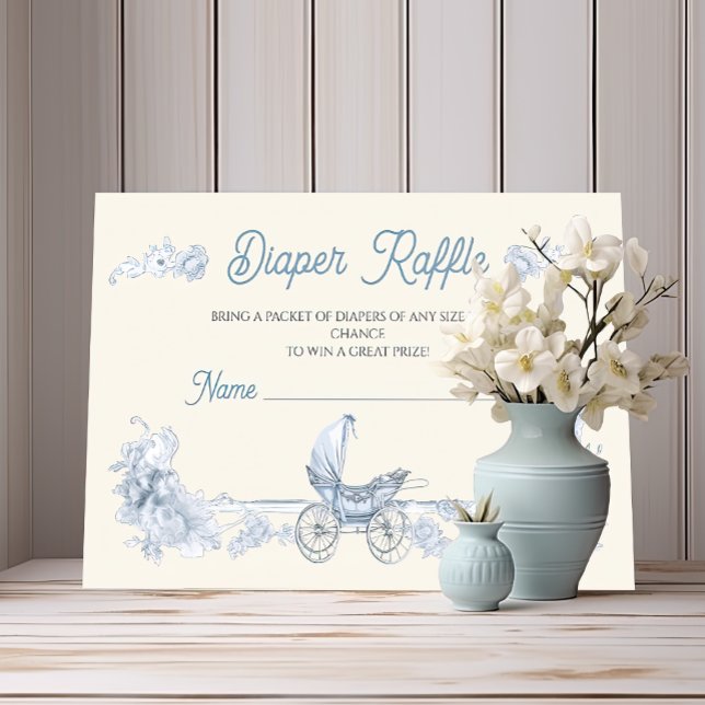 Invitación Toile Floral Teddy Bear Diaper Raffle (Subido por el creador)