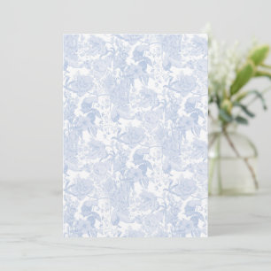 Invitación Toile floral victoriano en azul de Wedgewood sobre