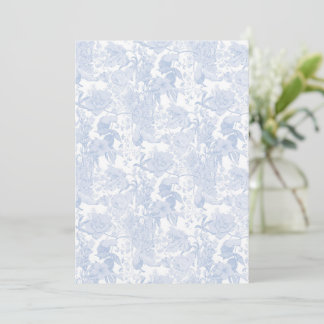 Invitación Toile floral victoriano en azul de Wedgewood sobre