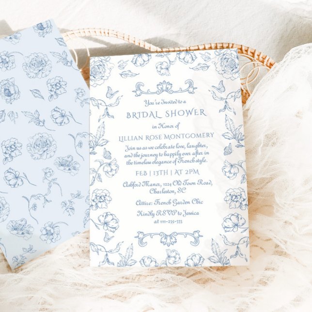 Invitación Toile Floral Whimsical Garden Ducha de novia (Subido por el creador)