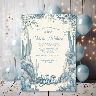 Invitación Toile Little Cowboy Baby Shower