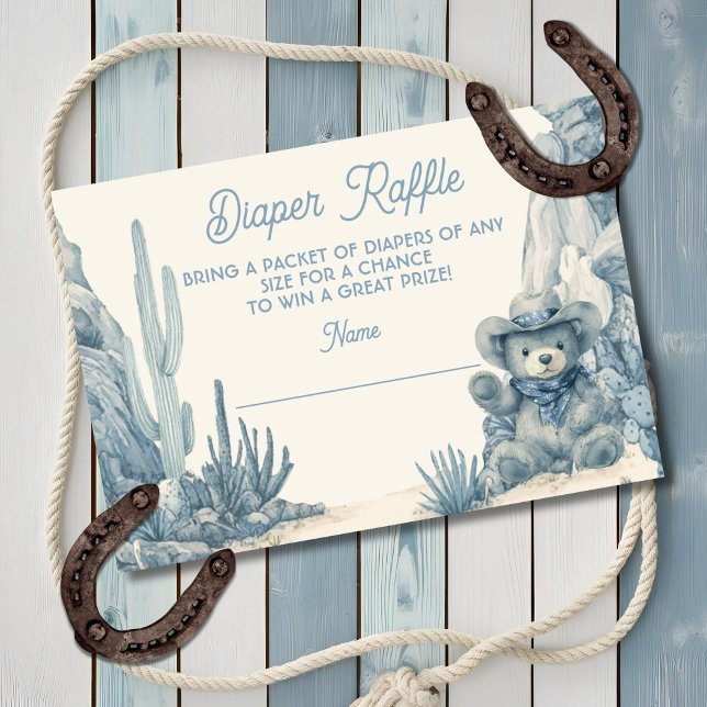Invitación Toile Little Cowboy Teddy Bear Diaper Raffle (Subido por el creador)