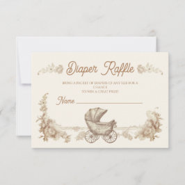 Invitación Toile Neutral Teddy Bear Diaper Raffle