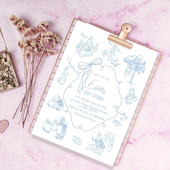 Invitación Toile Peter the Rabbit Beatrix Baby Shower (Subido por el creador)