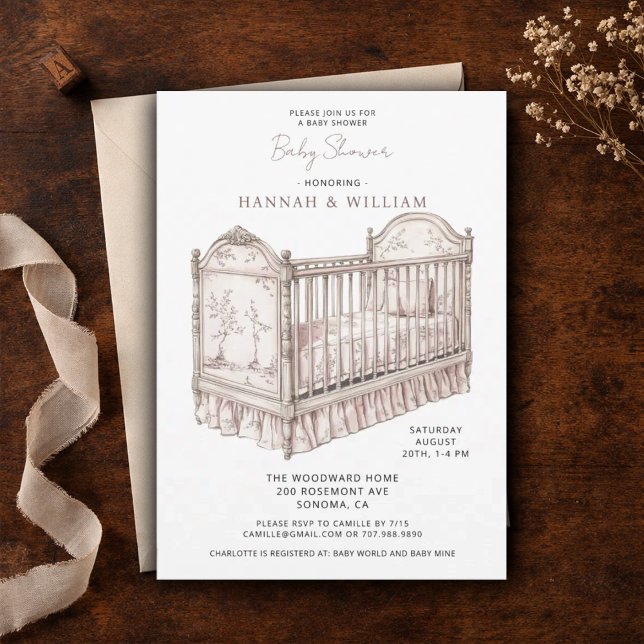 Invitación Toile Pink Baby Shower (Subido por el creador)