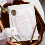 Invitación Toile Pink Floral Bridal Brunch<br><div class="desc">Invitación a brunch de novias rosadas en toile francés | Chinoiserie Algo Azul antes de las invitaciones a la ducha de novia</div>