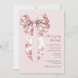 Invitación Toile Rosa Coqueta Lazo Despedida de Soltera