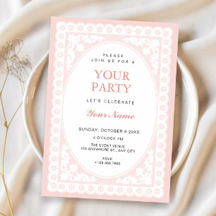 Invitación Toile Rosa Vintage