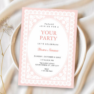 Invitación Toile Rosa Vintage
