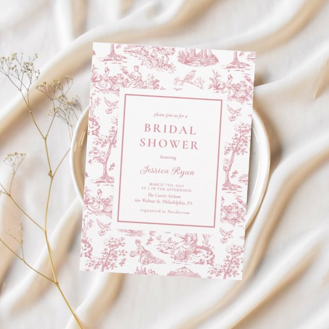 Invitación Toile rosa Vintage Classic Bridal Shower (Subido por el creador)