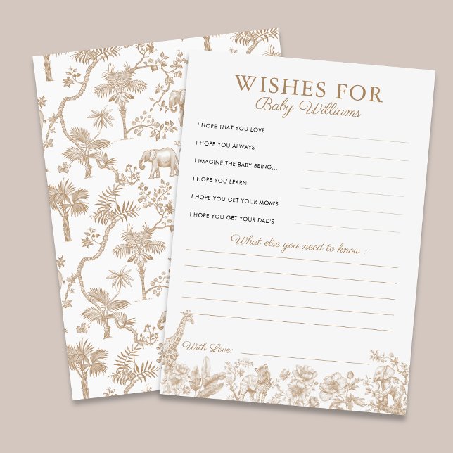 Invitación Toile Safari Baby Shower Wishes for Baby Game Card (Subido por el creador)