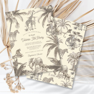 Invitación Toile Safari Jungla ducha bebé
