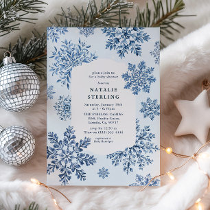 Invitación Toile Snowflake Winter Baby Shower