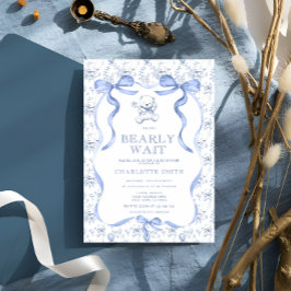 Invitación Toile Teddy Bear Baby Shower