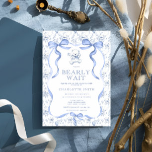 Invitación Toile Teddy Bear Baby Shower