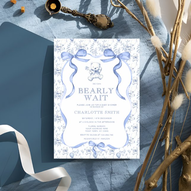Invitación Toile Teddy Bear Baby Shower (Subido por el creador)