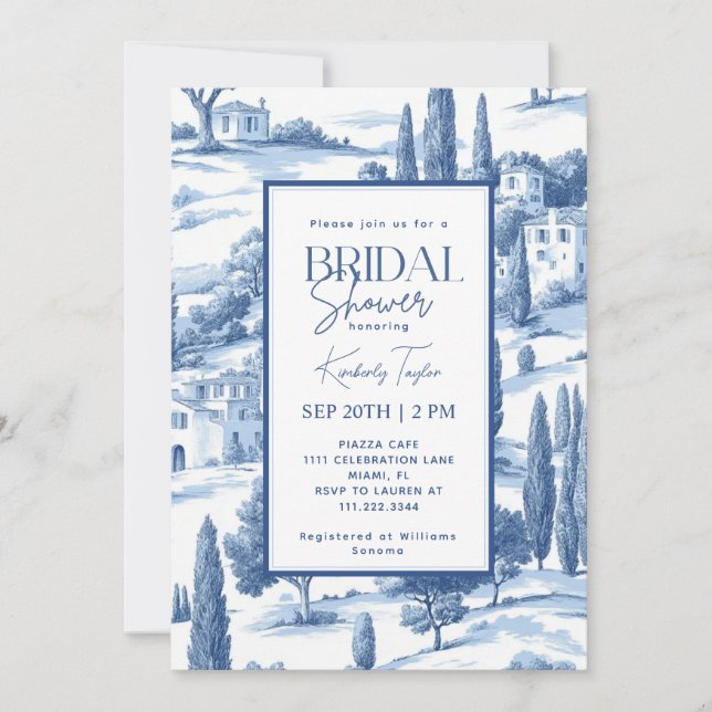 Invitación Toile toile toile Italia ducha de novia (Anverso)