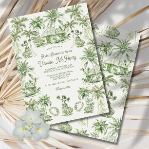 Invitación Toile Tropical Hawaii Island Bridal Shower