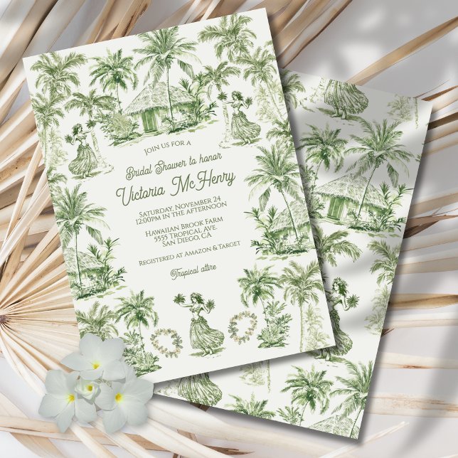Invitación Toile Tropical Hawaii Island Bridal Shower (Subido por el creador)