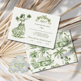 Invitación Toile Tropical Hawaiian Island Wedding RSVP