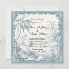 Invitación Toile Tropical Palm Trees Island Boda