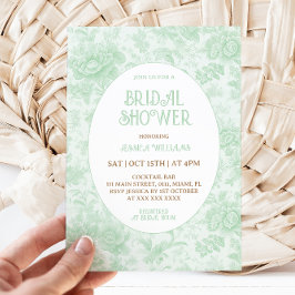 Invitación Toile victoriano Green Floral Bridal Shower