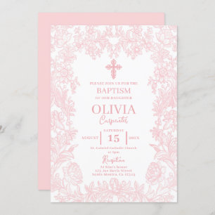 Invitación Toile Vintage cuadro Baptismo