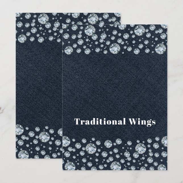 Invitación Toldo de comida de mesa de brillo de diamantes de  (Anverso / Reverso)