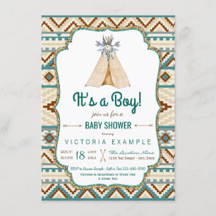 Invitación Toldo Tribal de Niño Camiseta Teepee Fiesta de Beb