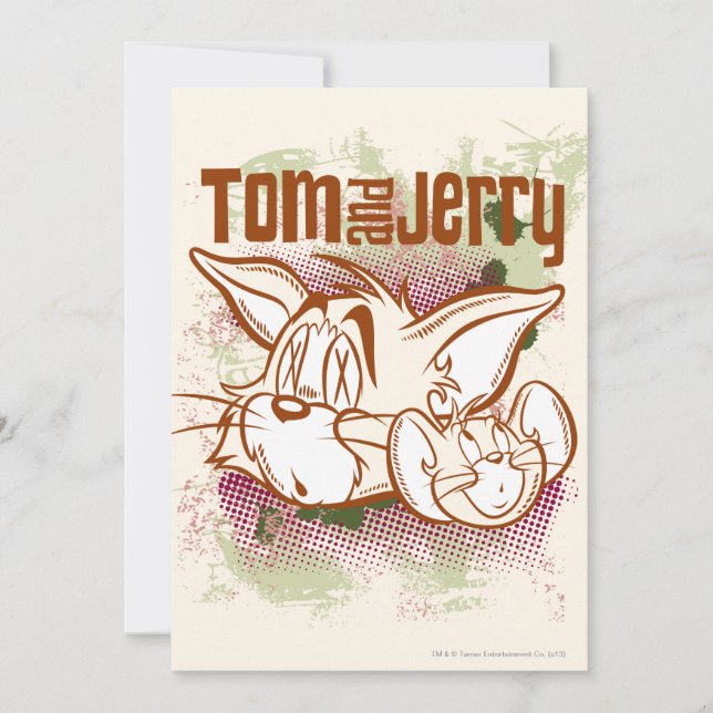 Invitación Tom y Jerry Brown y Green (Anverso)
