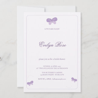 Invitación Toma de vuelo del amor de la mariposa lavanda para
